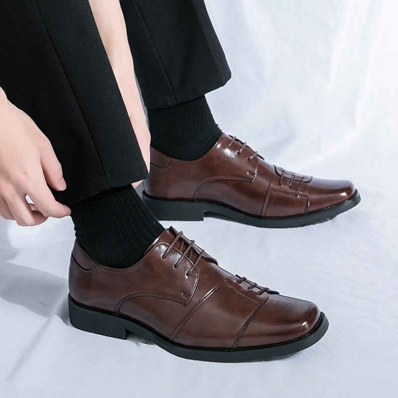 Dress Shoes for Men Pu Leather Cap Toe Design Casual Lace Up Business Tuxedo Wedding Non Slip Low Top Anti-Slip Formal4