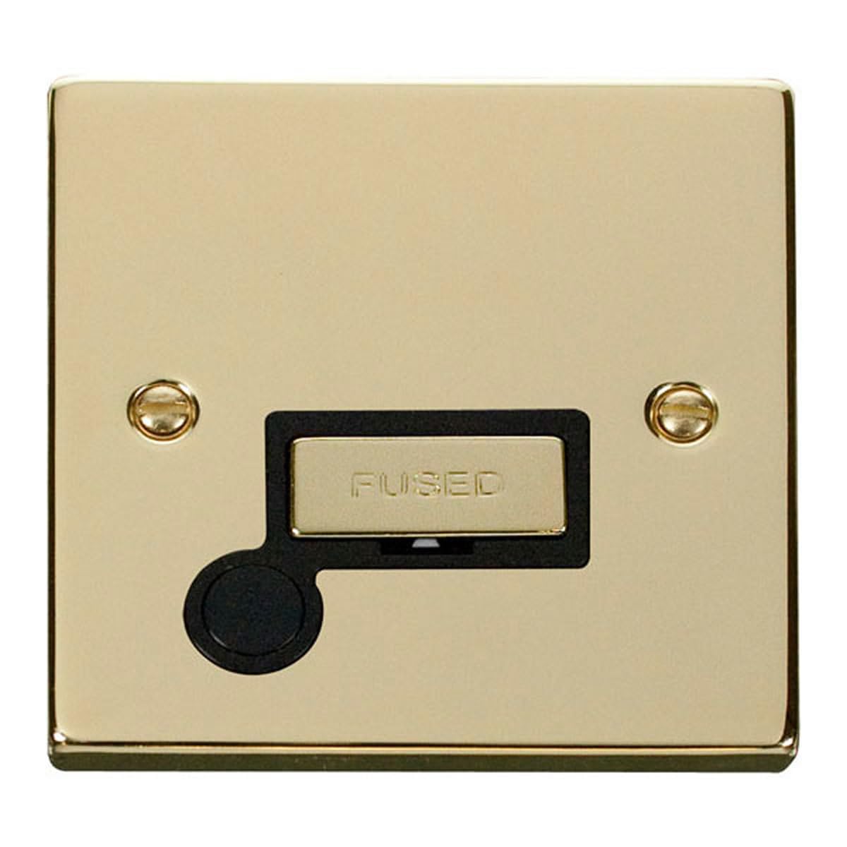 Click Polished Brass 13A Fused Ingot Connection Unit With Flex - Black Insert