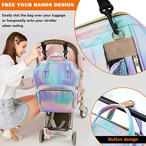 Diaper Bag Backpack For Mom & Dad, Multifunction Waterproof Baby Changing Bags, Large Nappy Bag Backpack (Rainbow) #TOP5