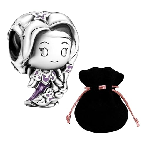 JABEDE - Charms in argento S925 ispirati a film e storie per bambini | Compatibile con bracciali in stile Pandora | Smalto dipinto a mano | Include elegante sacchetto in raso (rapunzel)