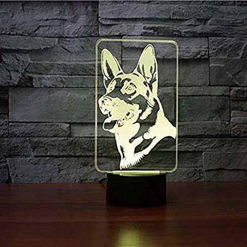 Fxus 3D German Shepherd Dog Night Light Powered Remote Control Touch Switch 16 Color Change Led Table Desk Lamp Home Decoration Toy Birthday Xmas Kid Children Gift #TOP1