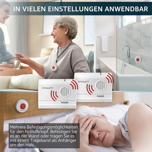Caregiver Pager Call Button Wireless Call Bell Alert Buttons for Patients Elderly Seniors Home Portable Nurse Call System Bed Alarm Fall Prevention Emergency – Bild 6