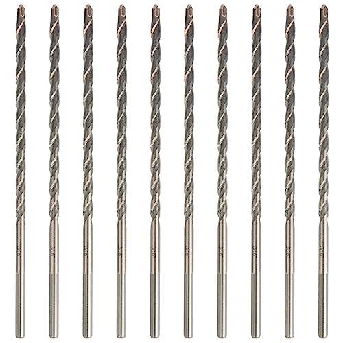 HLOFIZI 3/16" Masonry Drill Bits 3/16 inch Concrete Drill Bits Hammer Drill Bit 6 Inch, for Cement, Brick, Stone, 10 Pack, 3-Flat Shank