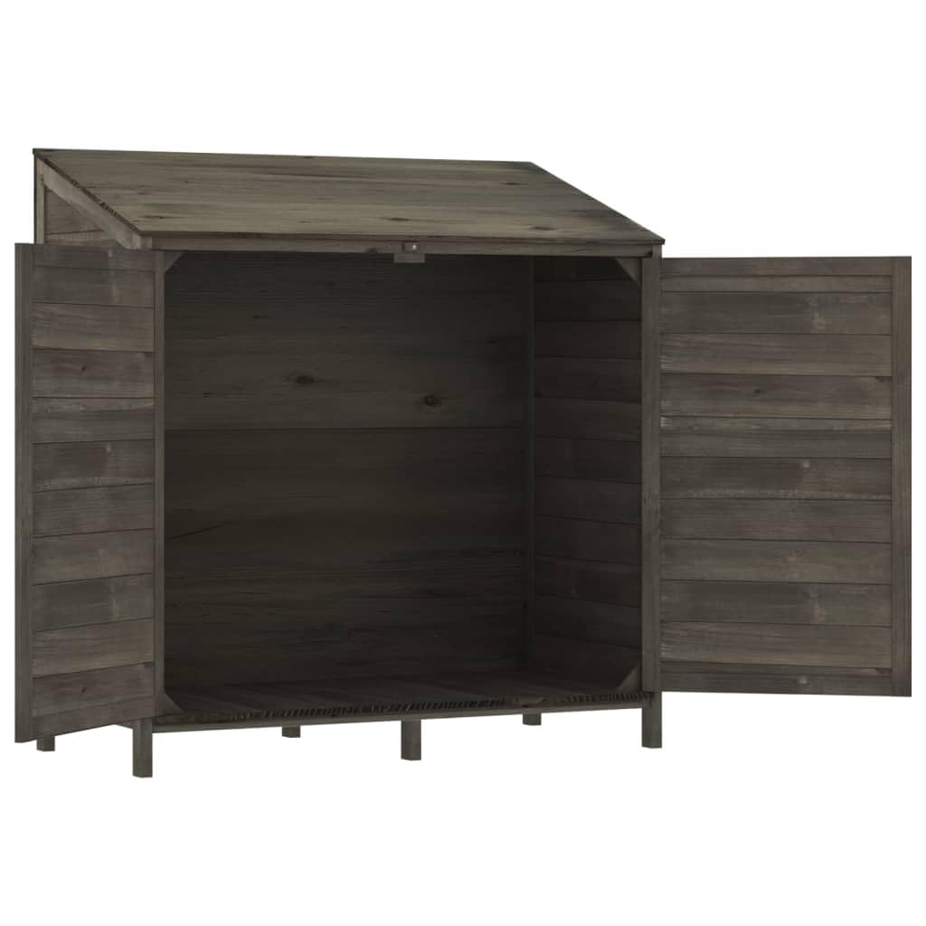 Domek na narzędzia z litego drewna w kolorze antracytowym, 102 x 52 x 112 cm, do ogrodu, na balkon i taras, magazyn odporny na warunki atmosferyczne, schowek na narzędzia, rowery, kosiarki