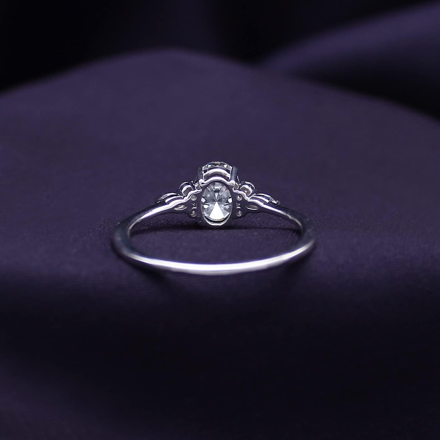 SAVEARTH DIAMONDS 9/10 CT Center 7X5MM, Lab Created Moissanite Diamond & Lab Grown Diamond Solitaire Engagement Ring In 14K Gold Over Sterling Silver(0.90 Cttw)