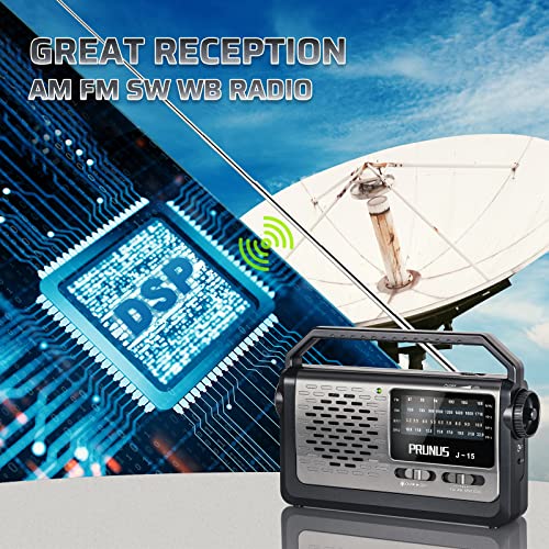 【2022 Upgrade】 Prunus J15 Portable Radio Am Fm Shortwave Radios With Best Reception Battery Operated Radio Or Ac Power Transistor Radio With Flashlight, Big Speaker,Earphone Jack For Gift,Elder,Home #TOP1