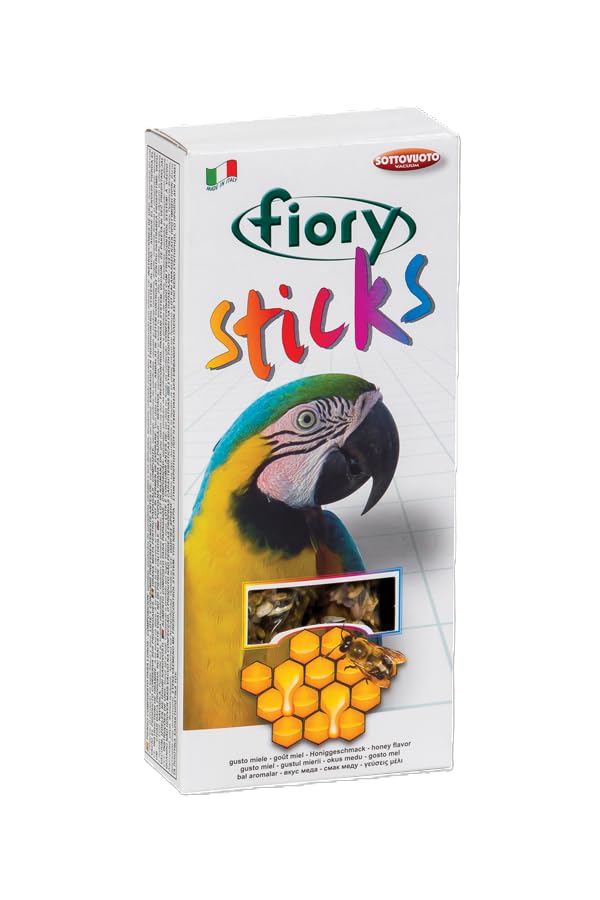 Fiory Sticks Parrot Treats Honey Flavour 60g High Protein Seed Treats for Parrots