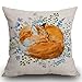 Smooffly - Federa decorativa per cuscino con volpe addormentata, per arredamento da esterno, in lino, con stampa su entrambi i lati, per casa, ufficio, divano, auto, giardino, 45 x 45 cm