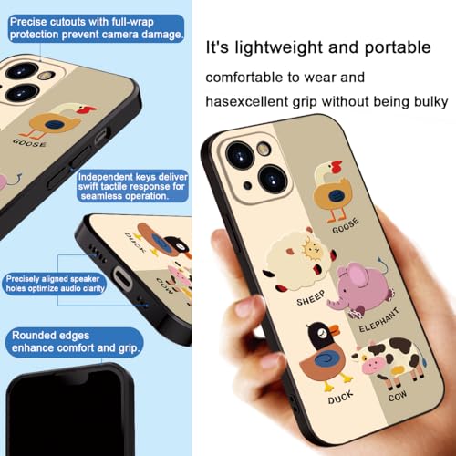 Printed Cute Animal Patter for iPhone 14 Cute Girl Cartoon Case, Printed with a for Women Girls Variety of Cartoon Animal Pattern Design of Cell Phone Protective Cover (B2-Cartoon)