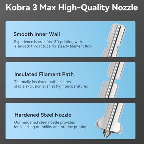 2 PCS Upgraded Kobra 3 Max Combo Quick-Swap 0.4mm Gehärteter Stahl Düse High Flow High Speed Druckkopf Extruder Hot End Kit Compatible with Anycubic Kobra 3 Max/Kobra 3 Max Combo 3D Drucker
