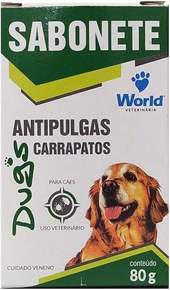 Sabonete Antipulga e Carrapato para Cães, Branco, World Veterinária, 80 g
