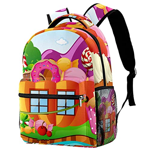 Sac à dos voyage avec maison de bonbons et porte-gourde