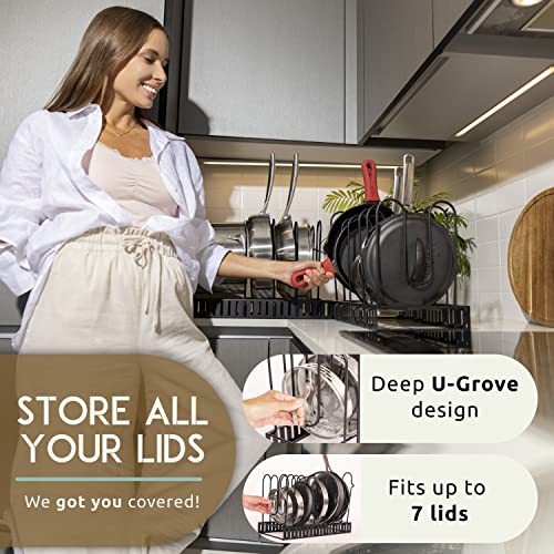 Geekdigg Pot Rack Organizer For Cabinet Or Countertop, 3 Diy Methods Pot Rack, Height And Position Are Adjustable 8+ Pots And Pan Lid Holder, Black Metal Kitchen Pantry Organizer Upgraded Version #TOP6