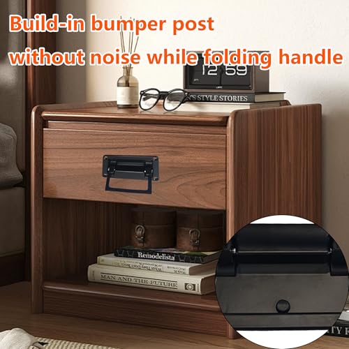 Image of Recessed Pull Handle, Heavy Duty Hatch Pull Handle Container Handle, Black Zinc Alloy Flush Pull Handles for Toolbox, Deck Hatch, Drawer Access, 3.7 inchx2.4 inch