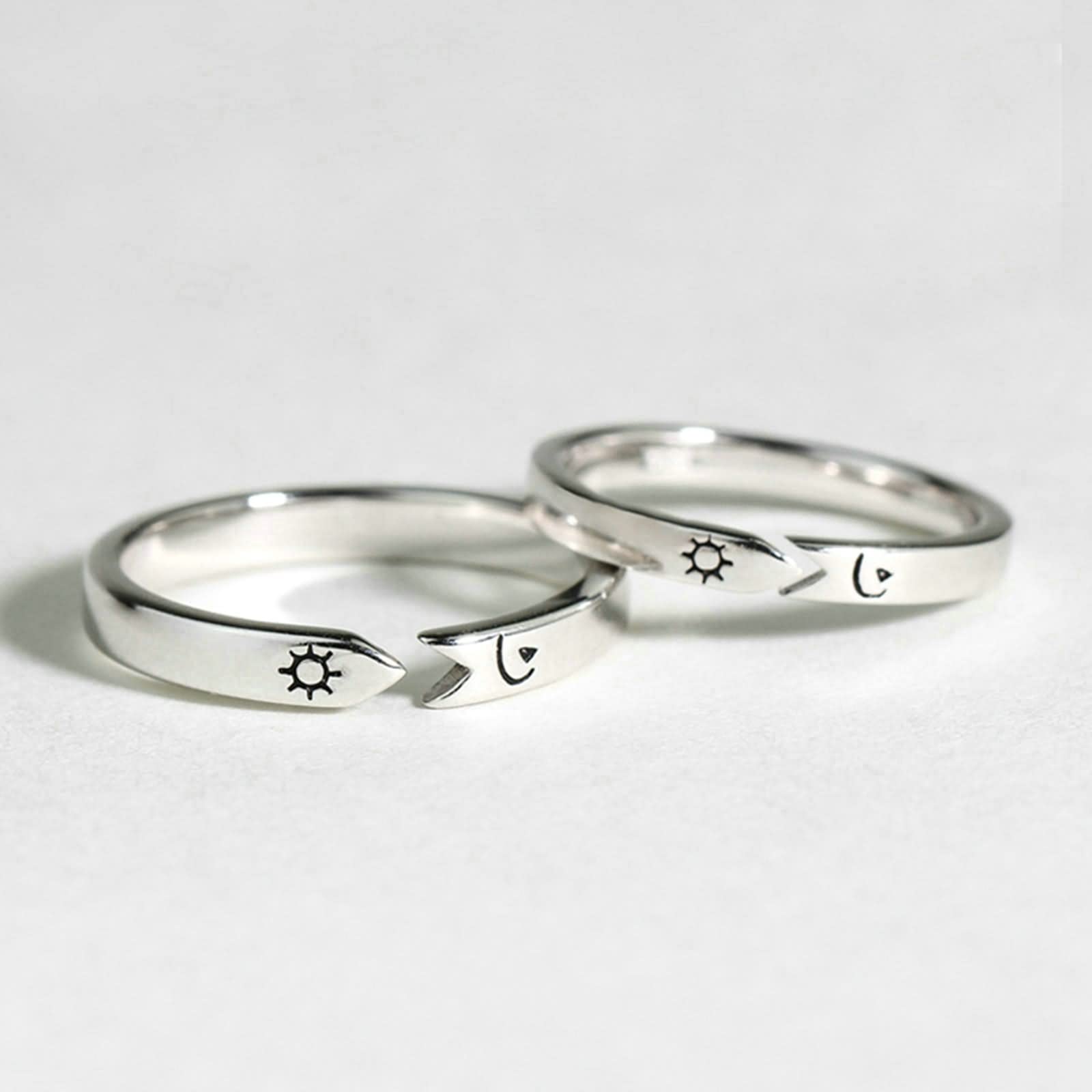 Anelli a forma di nocca, grande anello di fidanzamento con sole e freccia in argento Sterling regalo gioielli da donna, Ajustable, Argento sterling, Nessuna pietra preziosa