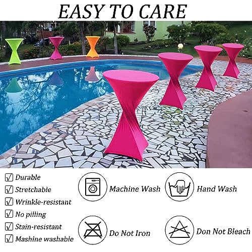 4 Pack 32x43 Inch Spandex Stretch Square Corners Tablecloth, Fuchsia Cocktail Table Cloth, Fitted High Top Table for Bar, Weddings, Birthday, Banquet, Party by Fivenl - Used condition - Image 5