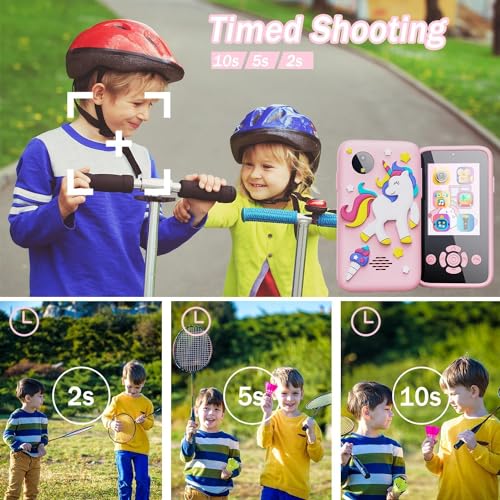 Image of Kids Smart Phone for Girls & Boys Ages 3-10 Toddler Learning Toy Touchscreen Mobile with Dual Camera Play Cellphone Games Music Christmas & Birthday Gift for Kids ( Pink Unicorn )