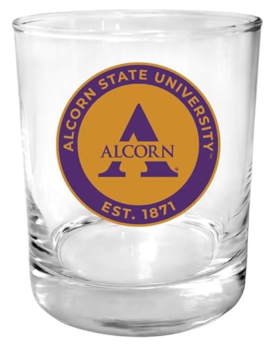 R and R Imports Alcorn State Braves 11 oz Round College Whiskey Glass – Officially Licensed Full Color Logo Single