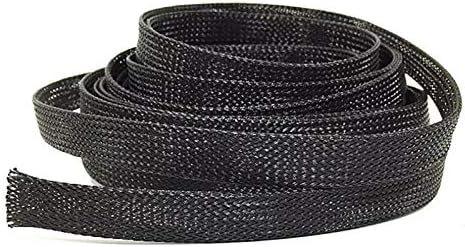 3-100mm Black Mesh Cable Sleeves Wire Protecting Nylon Tight PET Expandable Insation Sheathing Braided Sleeving 1/5/100/200M - (Color: 5M, Inside Diameter: 100 mm)