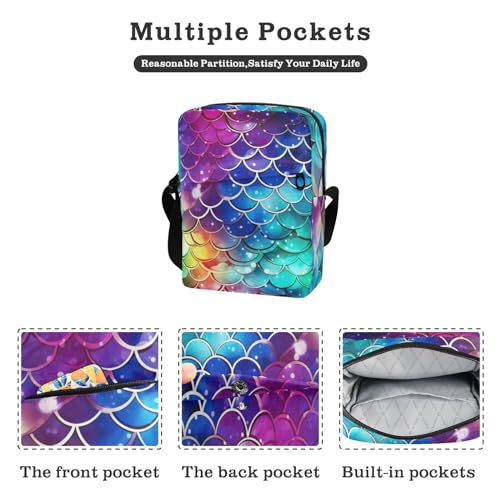 Crossbody Bag Mermaid Scale Messenger Bag for Women Men Purse Shoulder Bag Satchel Bag with Adjustable Strap 214A77702