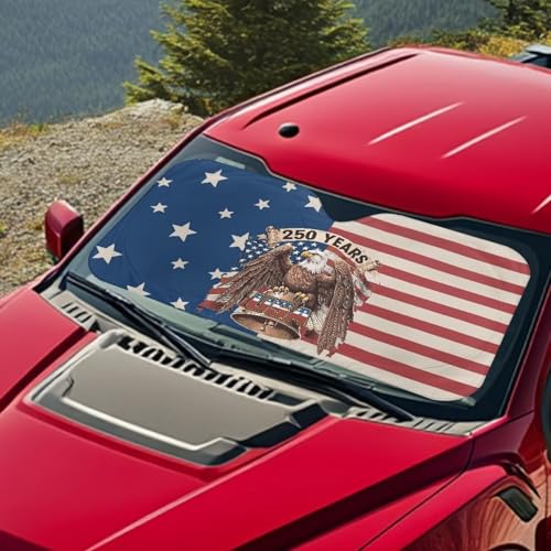 Image of Car Windshield Sunshade Folding 250 Years America Car Sun Shade Front Window Heat Shield Windshield Cover Block UV Rays for Car Sedan Truck SUV Accessories