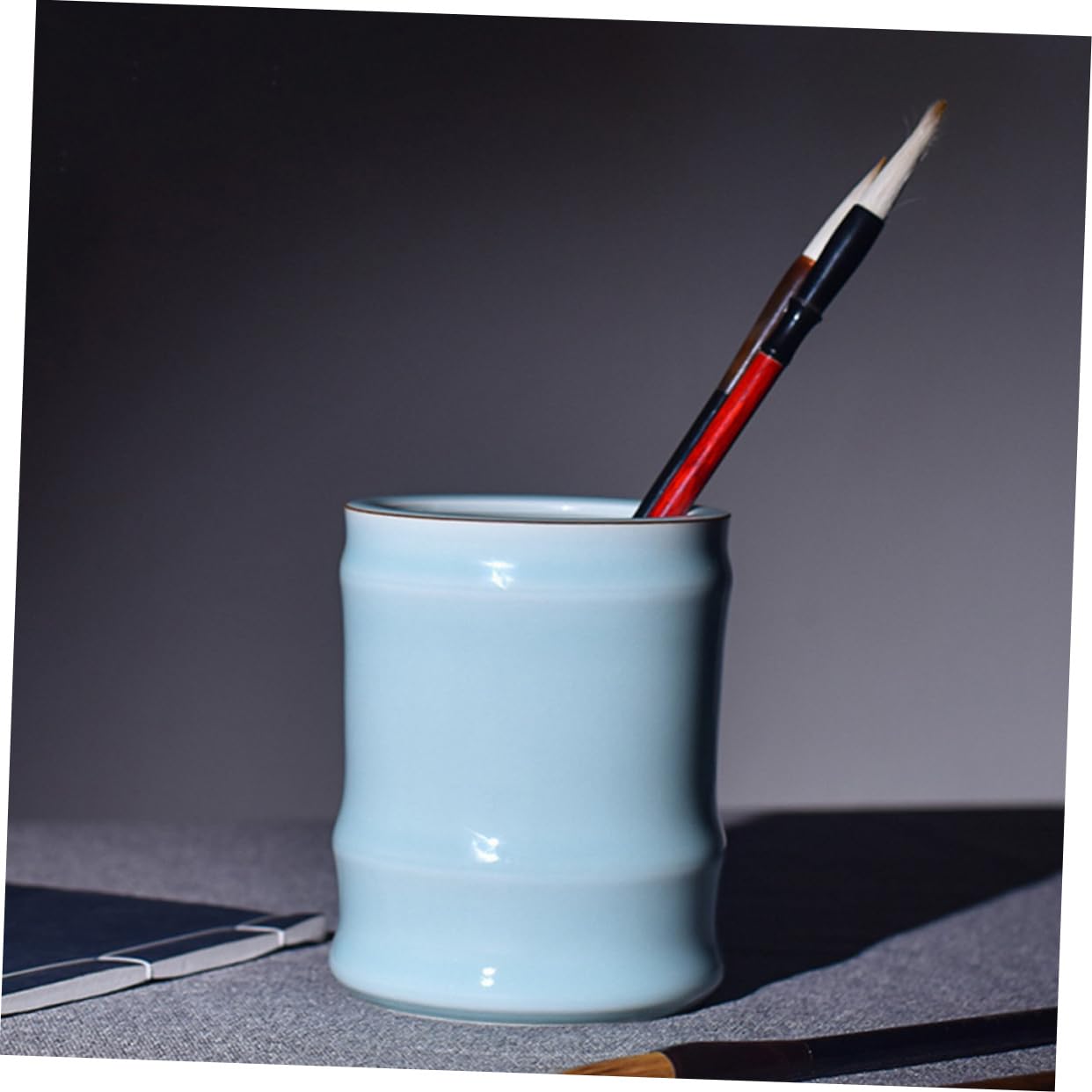 Stiftehalter aus Keramik, Zylindrisch, Groß, Elegant für Schreibtisch