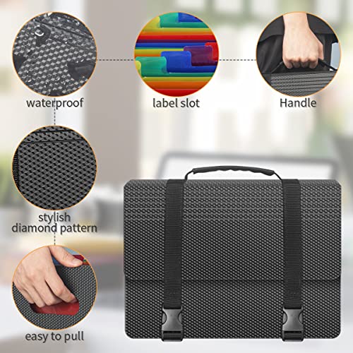 Organizador de arquivos sanfonado com alça, pasta de arquivo expansível portátil, pastas de arquivo