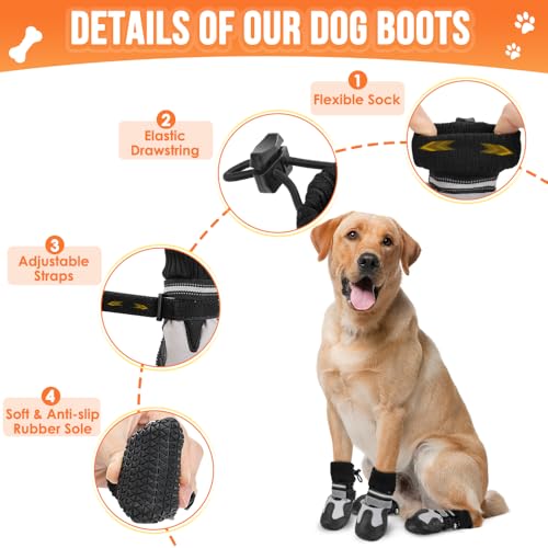 SlowTon Dog Boots for Winter Snow - Waterproof Fleece Lined Dog Shoes — view 3