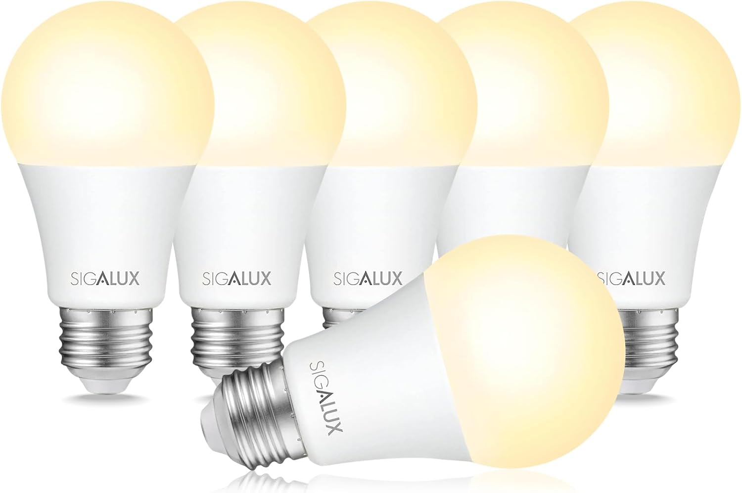 Sigalux LED Light Bulbs 100 Watt Equivalent Standard Warm Light Bulbs 2700K Soft White, Non-Dimmable A19 Nature Energy Saving 13W E26 Medium Base Bulb, High Brightness 1500 Lumens, UL Listed, 6 Pack