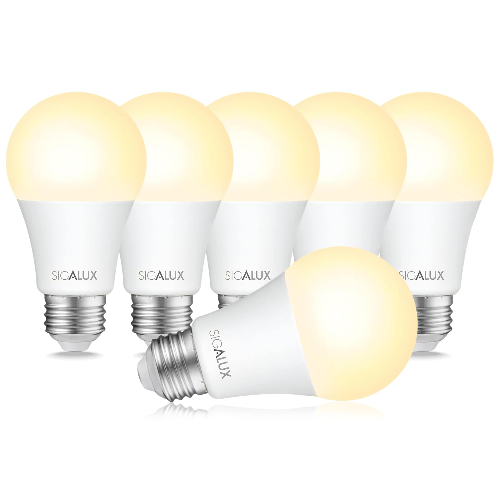 Sigalux LED Light Bulbs 100 Watt Equivalent Standard Warm Light Bulbs 2700K Soft White 6-Pack