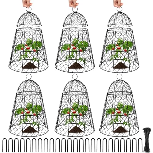 6 Pcs Garden Cloches for Plants, Metal Extra Large Chicken Wire Cloche Plant Covers, Garden Netting...