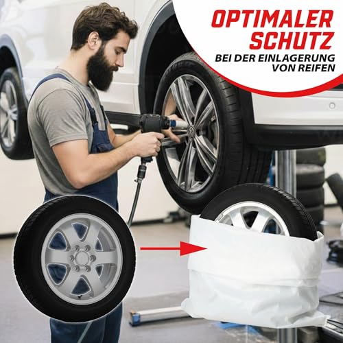 Pitlane Performance Reifentüten Reifentaschen Reifensäcke bis 22 Zoll, Tyre Bags Reifentasche Reifenabdeckung Reifensack Reifentüte Reifen Sack Reifenhülle (Weiß)