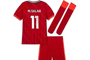 Liverpool Salah Red Home 2022 Soccer Jersey + Shorts + Socks Set Kit for Youth
