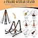 Enhon Double Guitar Stand, Wood A Frame Acoustic Guitar Stand with Soft Foam Arms, Capo and 5 Celluloid Picks, Compatible with Cello, Mandolin, Bass, Banjo, Ukulele, Foldable & Easy to Assemble