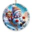 Arctic Sleigh Snowman’s Magical Ride Christmas Ornament, Handmade Frosty Winter Gift