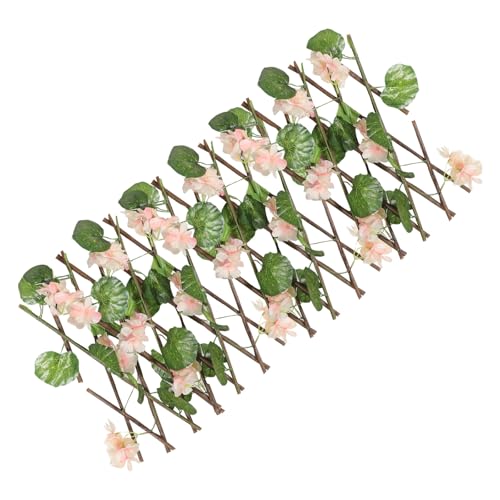 Milisten Cherry Blossom Artificial Privacy Fence Panel, Expandable Pink Lattice Trellis with Artificial Flowers for Outdoor Garden Balcony Privacy Screening and Decorative Plant Support