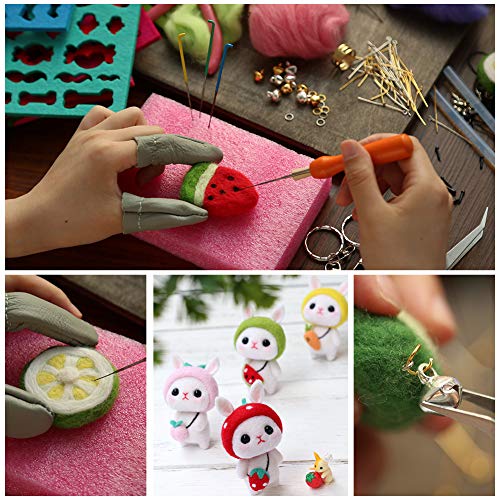 Needle Felting Kit, Wool Felting Kit, Wool Roving 50 Colors Set for Needle Felting, Needle Felting Kit with Fibre Wool Yarn Roving, Felting Needles, Wool Felt Mold, Felting Tool Instruction - Thumbnail 5