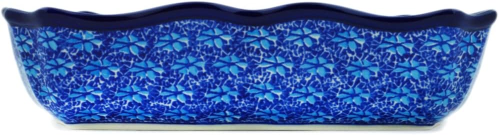 Polmedia Polish Pottery Rectangular Baker - Deep Into The Blue Sea Pattern Handmade in Boleslawiec Poland by Ceramika Artystyczna + Certificate of Authenticity