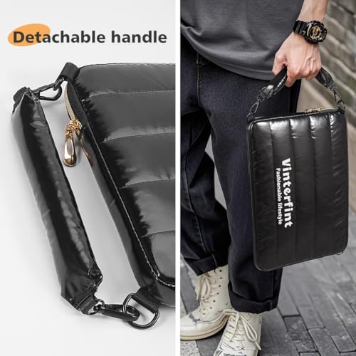 13 14 inch Puffy Laptop Sleeve Shoulder Bag for Macbook Surface, Notebook Bag for Business School, Handbag for HP3