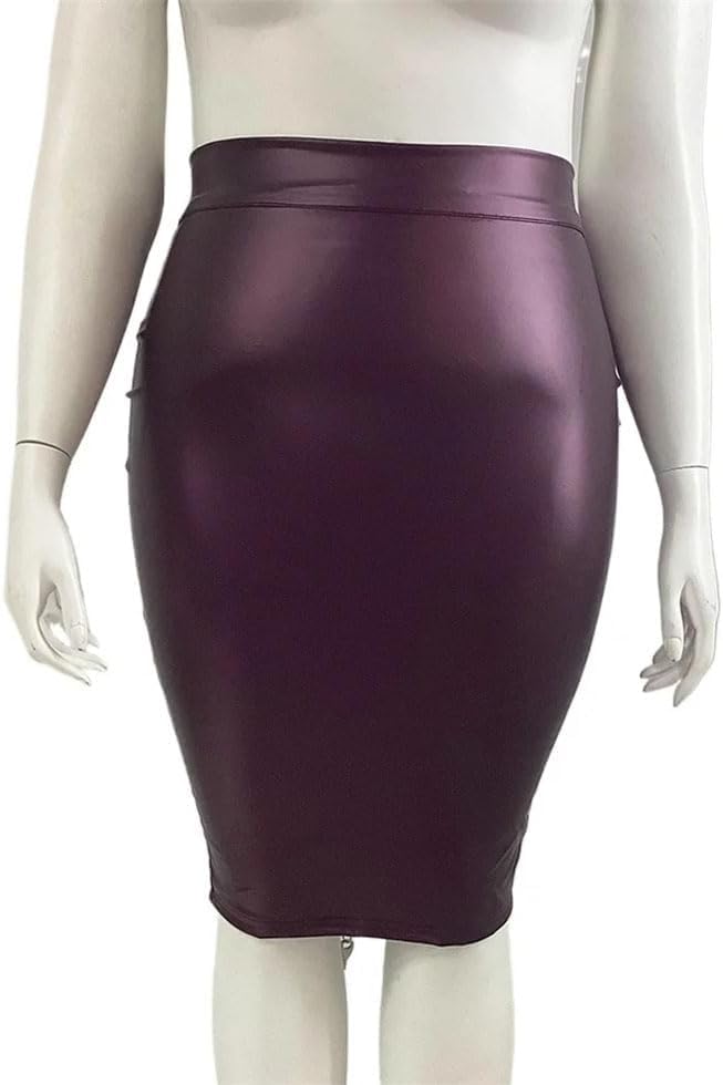Women's Faux Leather Bodycon Knee Length Skirt for Club Party Slim Pencil3
