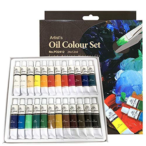 PHOENIX Oil Color Paint Set of 24 Tubes x 12 ml - Non-Toxic