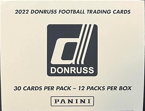 Panini Donruss NFL - Caja de valor para violonchelo de fútbol 2022, 12 paquetes sellados de 30 tarjetas (360 cartas masivas en total). 4 paralelos