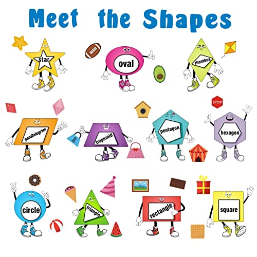 IARTTOP Colorful Shapes Wall Stickers, Educational Learning Geometry Wall Decals, Removable Wall Stickers for Kids Bedroom Preschool Kids Playroom...
