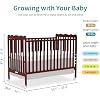 4 in 1 Convertible Baby Crib, Wooden Nursery Cribs Converts into Toddler Bed and Daybed, 3 Adjustable Base, Non-Toxic Finishes, Removable Wheels (Cherry)