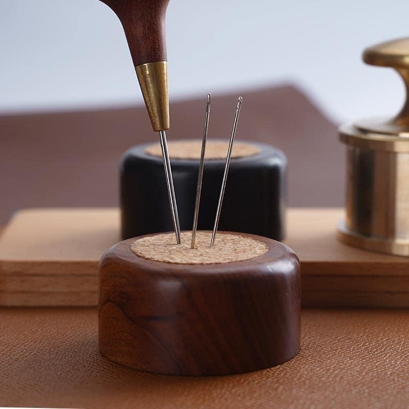 Purple Sandalwood Pin Cushion Blackwood DIY Leather Sewing Needle Storage Oak Pin Cushion Core Replaceable Leather Craft Tools - (Color: Purple sandalwood)