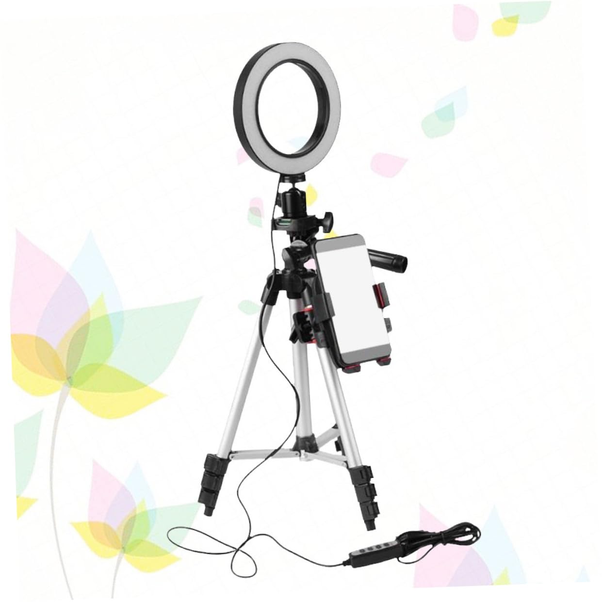 TOPBATHY Luce Ad Anello Led Supporto Per Treppiede Dimmerabile Per Selfie Video Streaming e Trucco Compatibile Con Telefono Cellulare