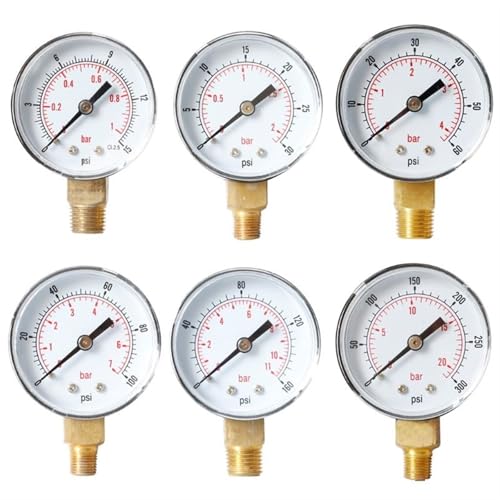 Manomètre Y50 1/4 BSPT 0-30 psi vertical de 52 mm pour mesure précise de pression de fluide - 2