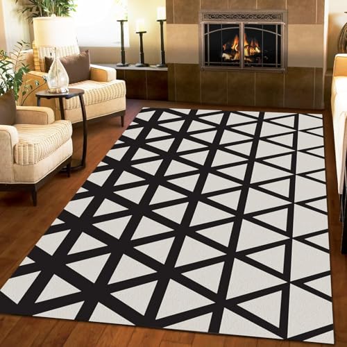 Tapis de luxe confortable rectangulaire à texture géométrique abstraite - 3