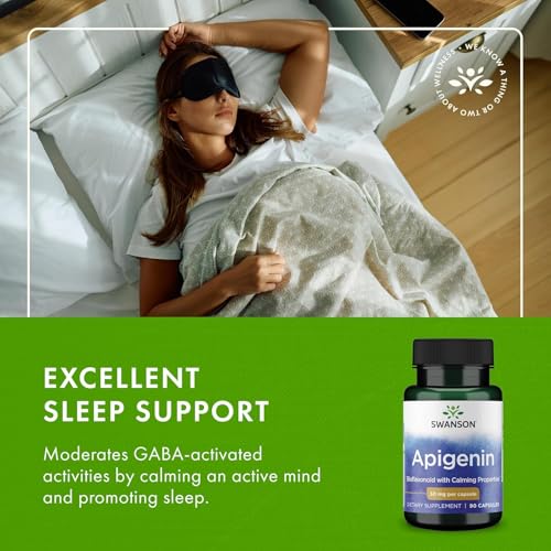 Swanson Apigenin - Bioflavonoid Supplement that Offers Stress & Sleep Support, Aids Cellular Health & May Support Men's Health* - 90 Capsules