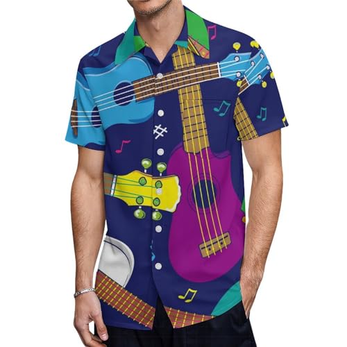 T-Shirt hawaïen à manches courtes style ukulélé pour débuter l'apprentissage de la musique
